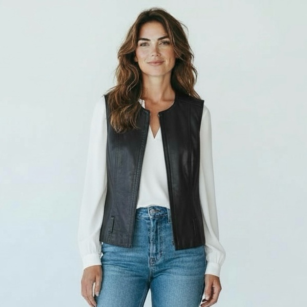 Bella Pelle Genuine Leather Black Vest